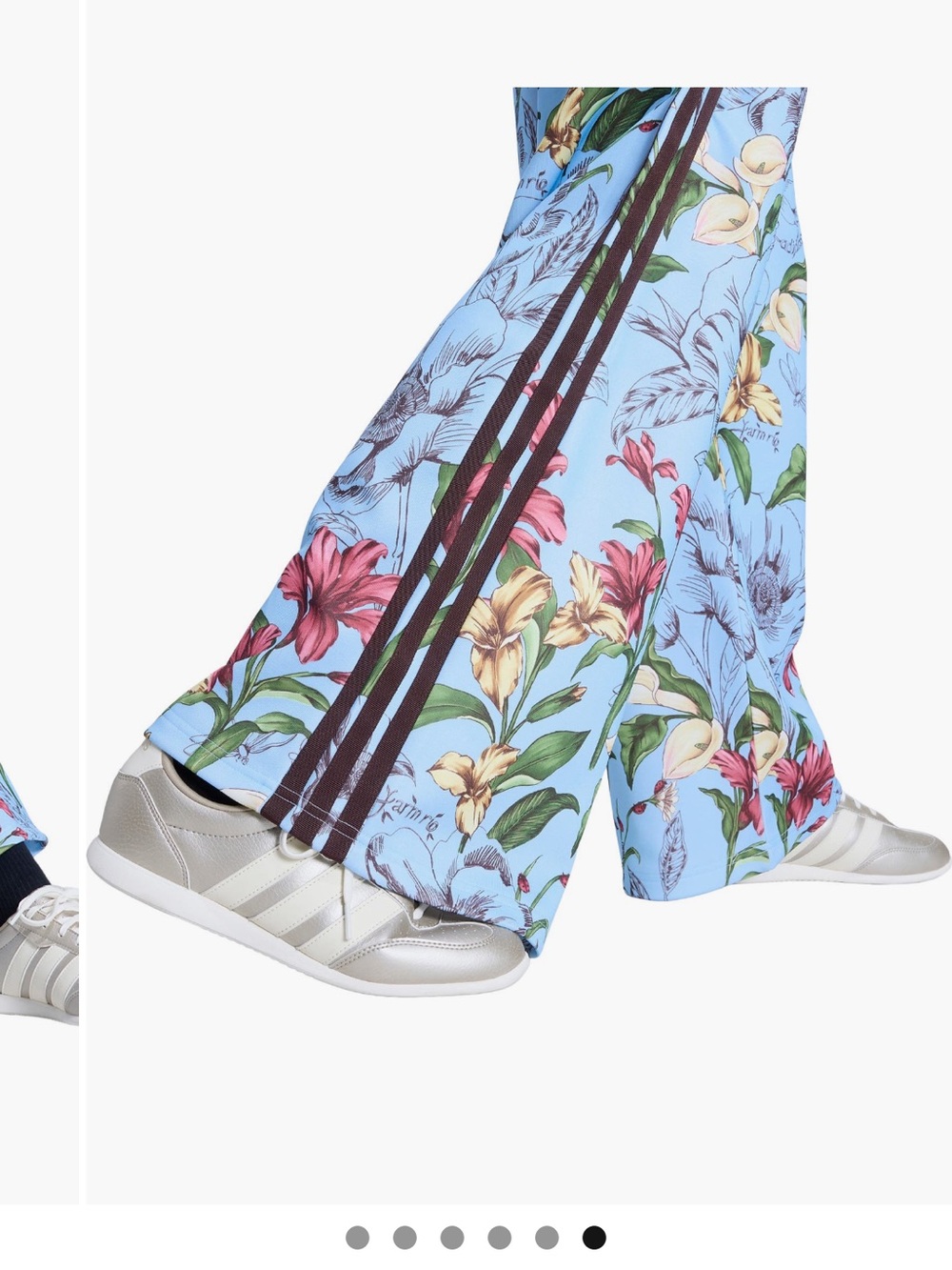 Adidas x Farm Rio. Wide-Leg Track Pants in Sky Blue - Picture 4 of 4